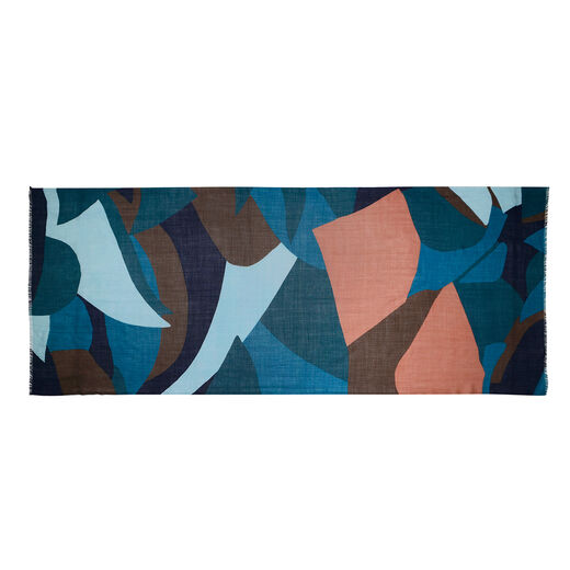Blue and peach abstract scarf